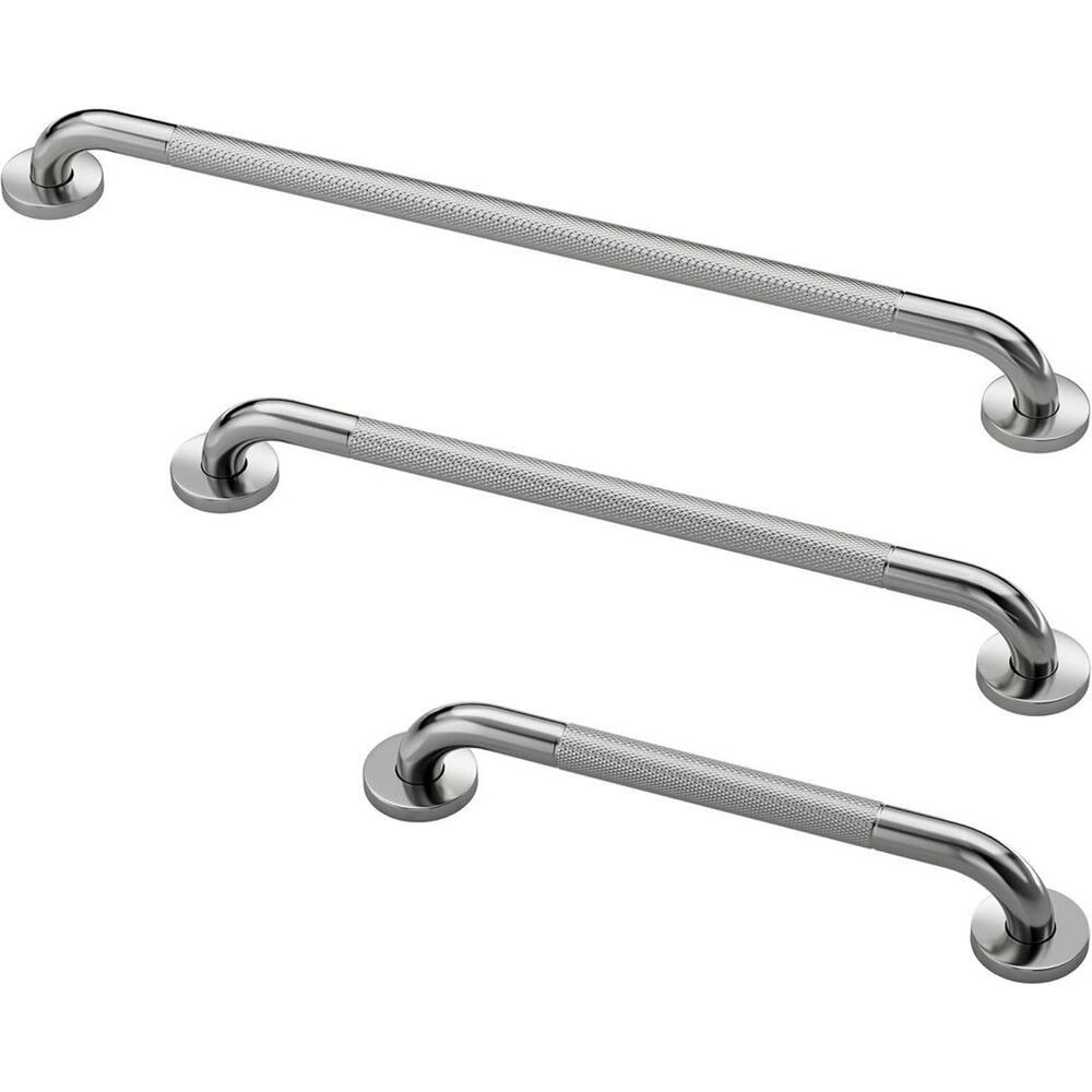ADA Compliant Grab Bar Bundle Knurled Grip Stainless Steel 1.5 in Dia, 18/36/42